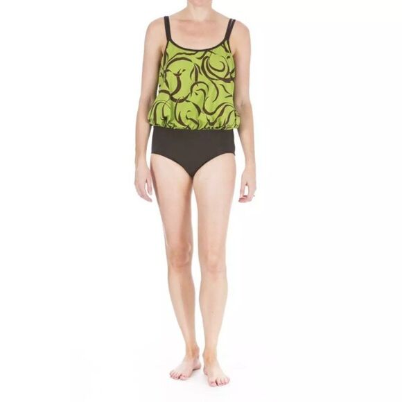 Mainstream 12 Green Full Coverage 1 Pc Swimsuit - Picture 1 of 7